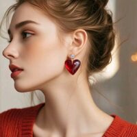 Aretes corazoncitos rojos